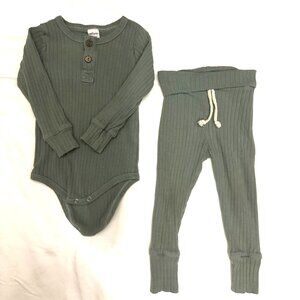 Little One Shop Toddler Sage Green Ribbed Two-Piece Set | 18-24M